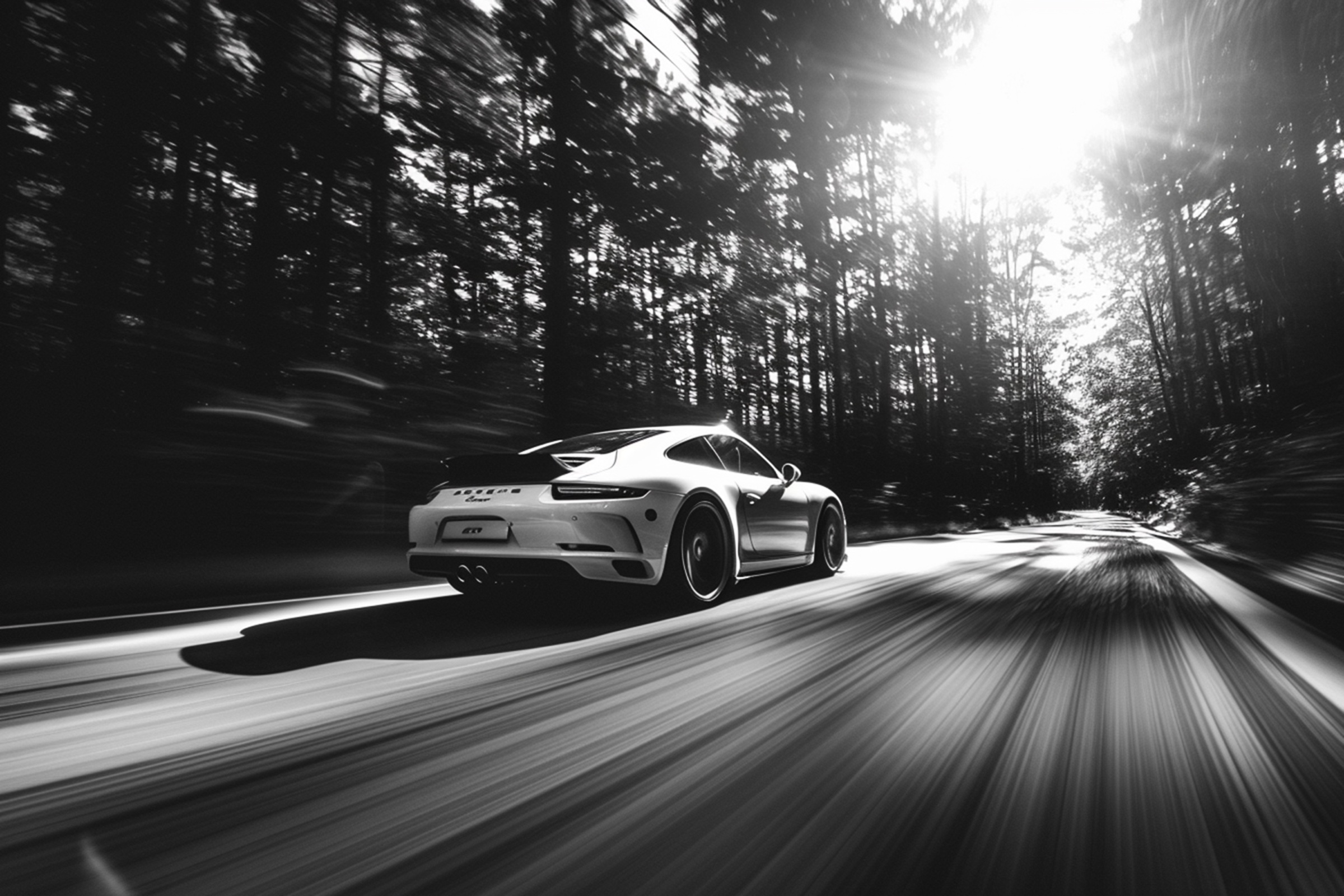 Sports car on a forest road
