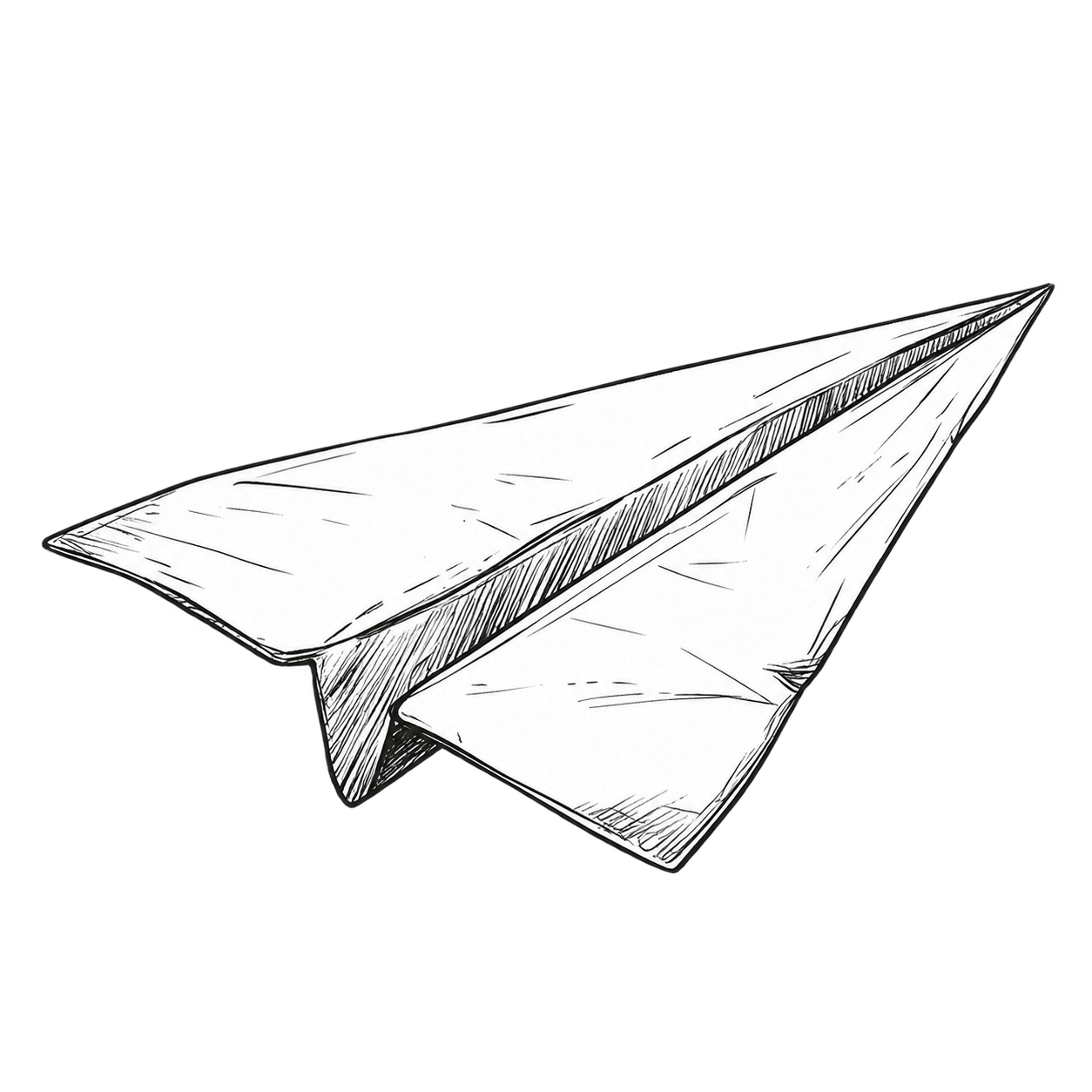 Ink sketch of a folded paper airplane